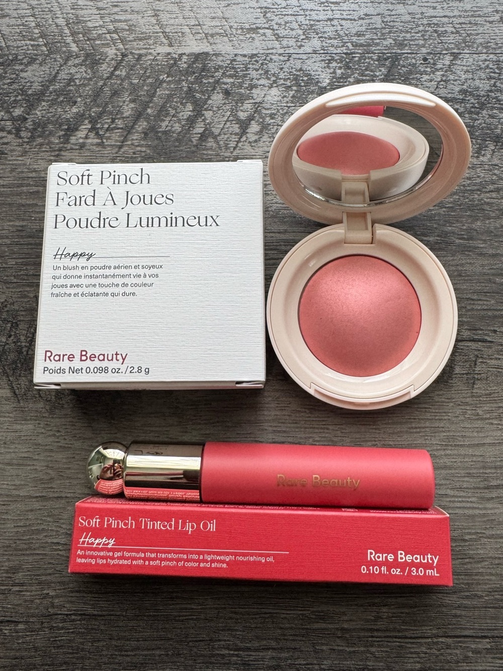 Rare Beauty Soft Pinch Blush & Lip Oil Bundle - Shade Happy (NIB)